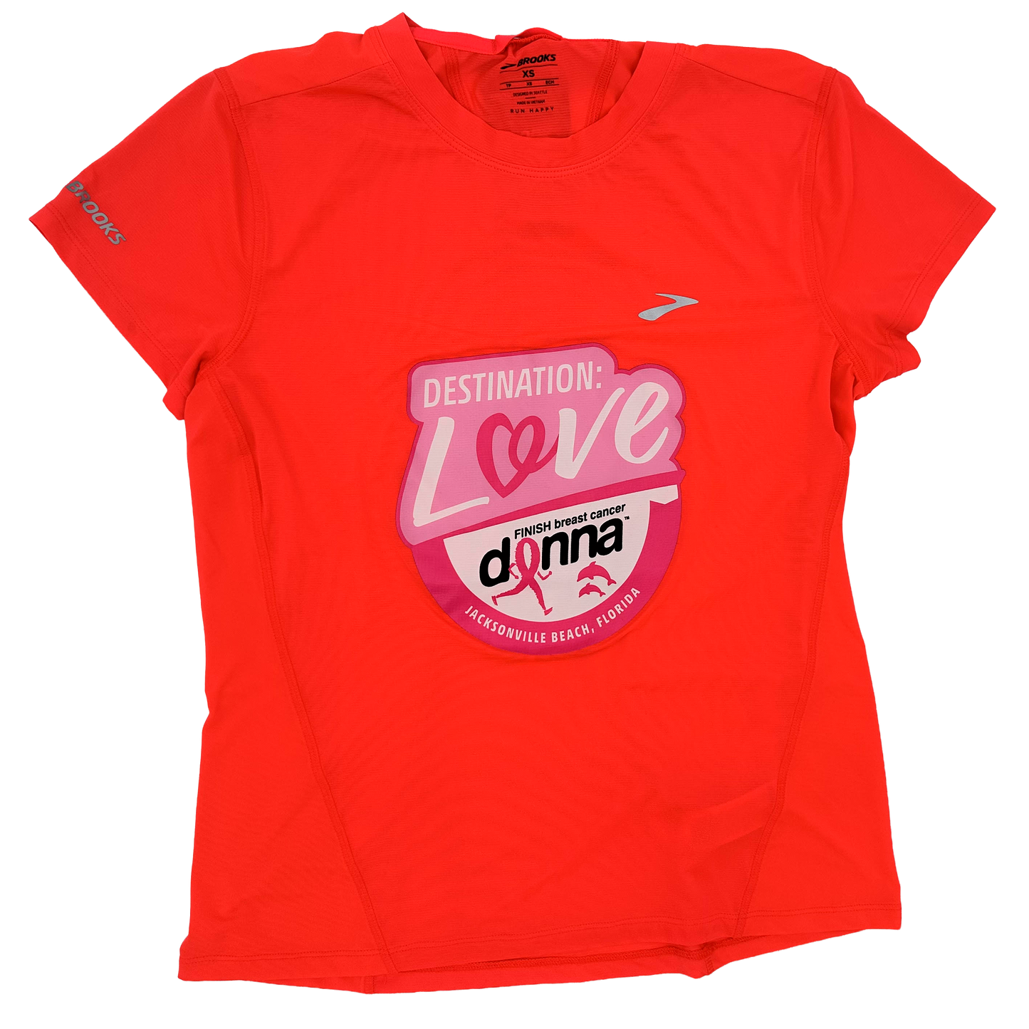 Brooks Running Women’s Sprint Free Short Sleeve – Cayenne | Destination: Love Medal Edition